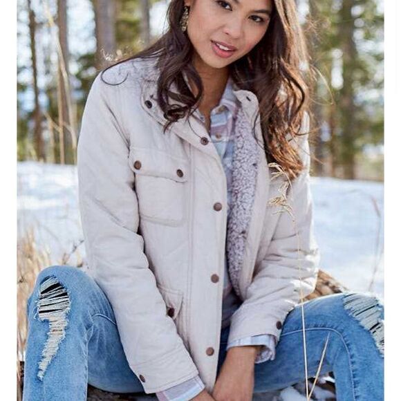 Altar’d State Alpine Quilted Puffer Comfy Jacket In Champagne Size S - Picture 7 of 14